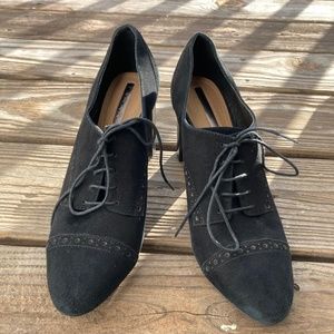 Tahari Black Suede Lace-up Pumps High Heels Women Size 8